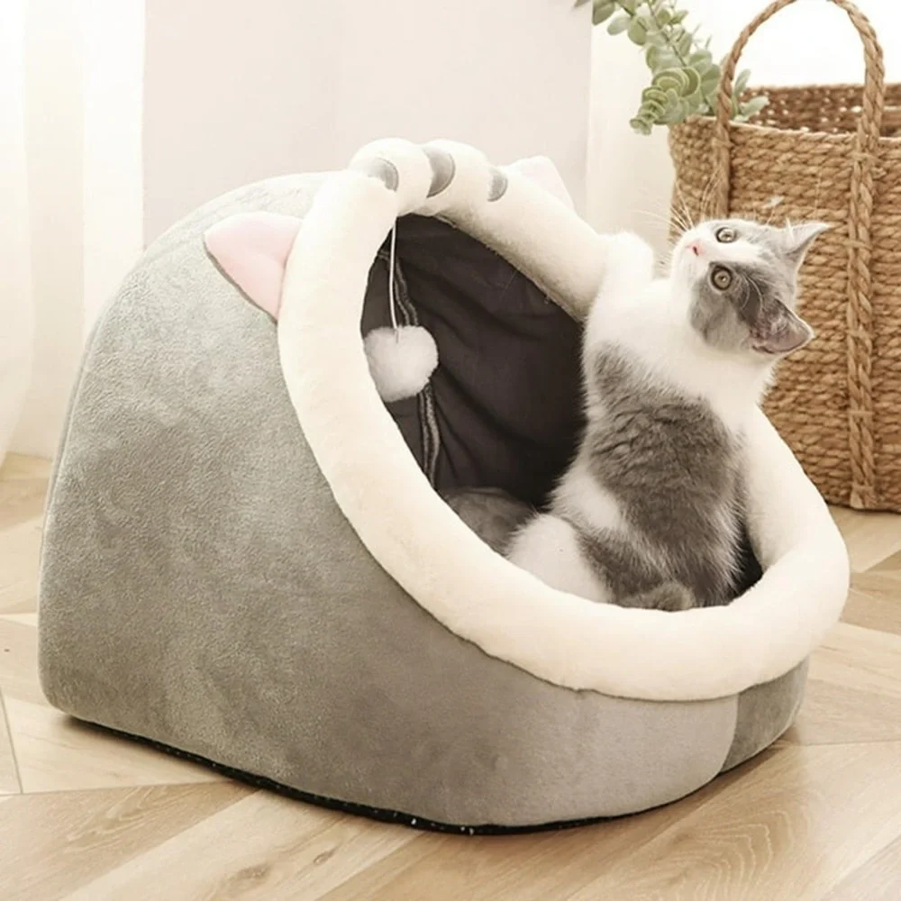 Gray Cat Hut Cushion Comfortable Space Bed Size S